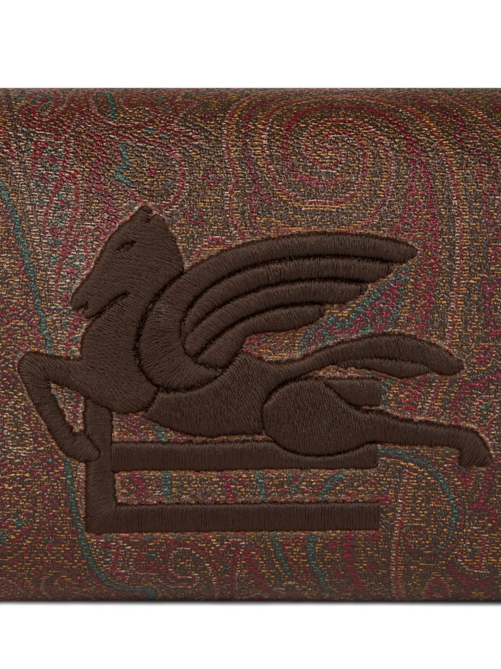 Etro Small Arnica Pouch With Pegaso Embroidery In Brown