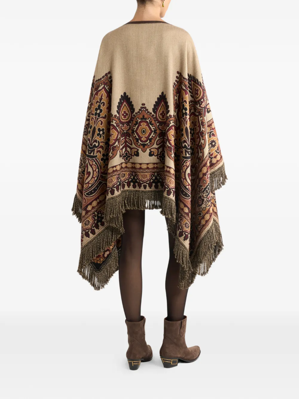  Etro Jacquard Floral-paisley Cape - Neutrals 