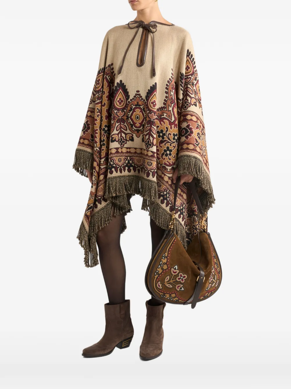  Etro Jacquard Floral-paisley Cape - Neutrals 