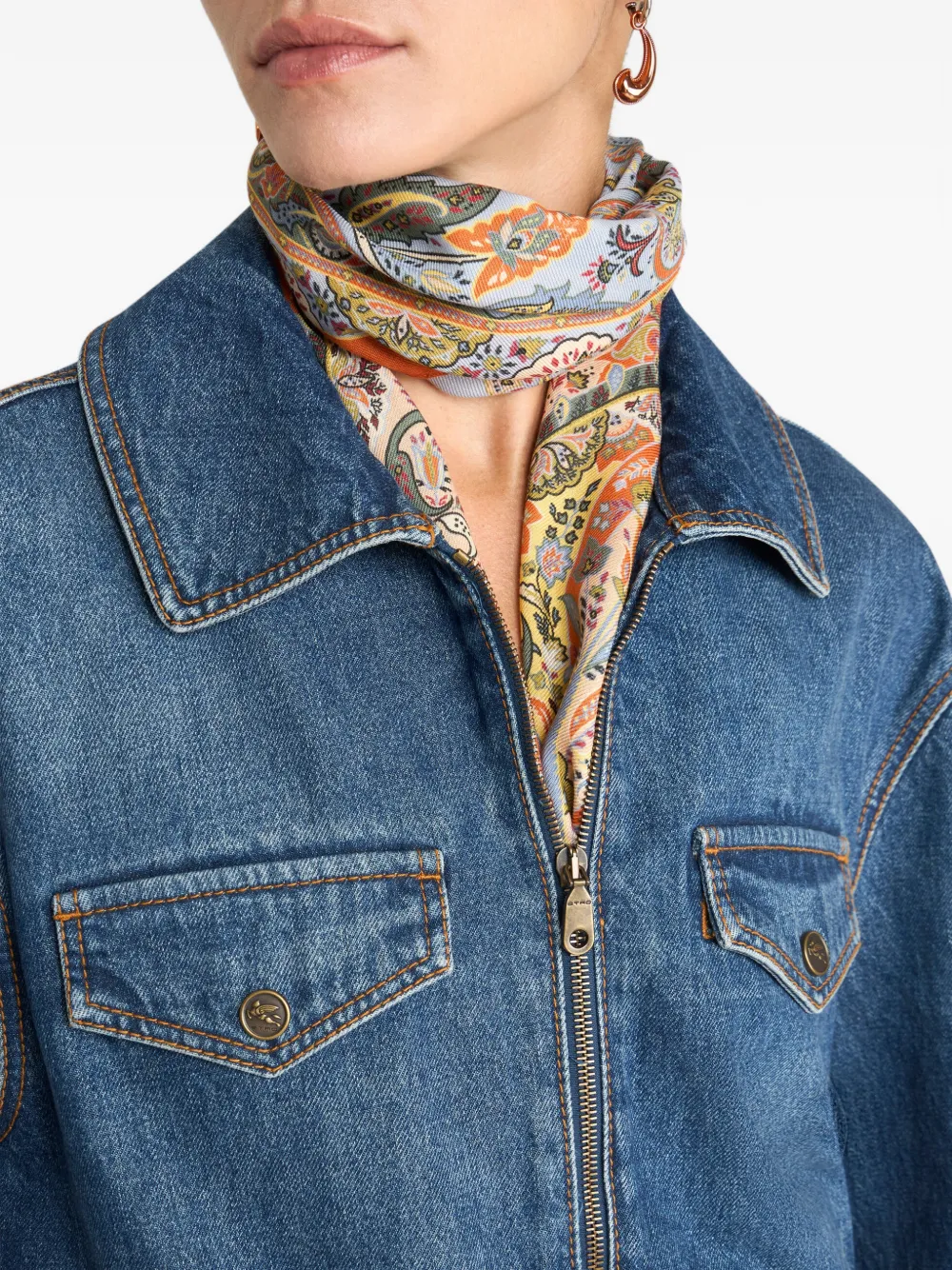 ETRO Sjaal met paisley-print Blauw