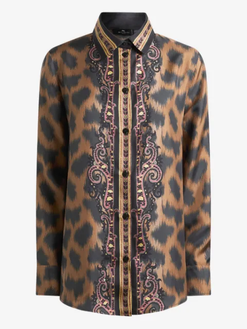 ETRO silk twill shirt with animal motif