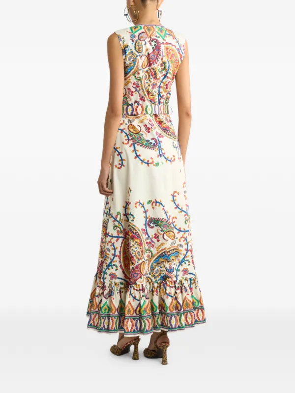 etro cotton dress ETRO Long Cotton Dress With crochet-effect Floral Motif | Black