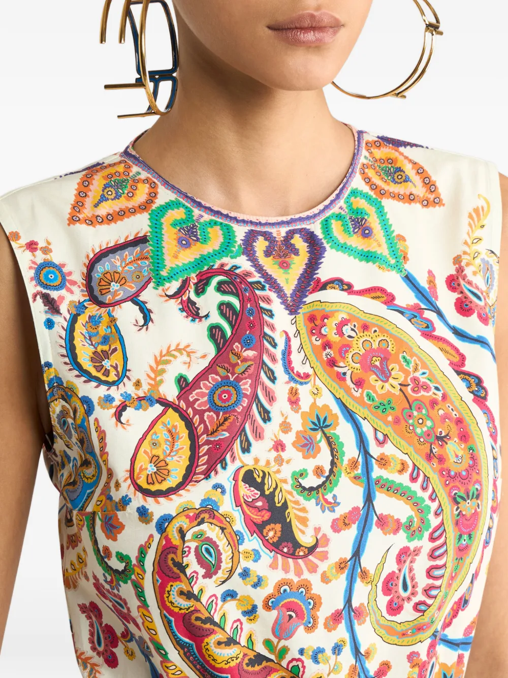 Etro Floral Paisley-print Cotton Maxi Dress In Multi