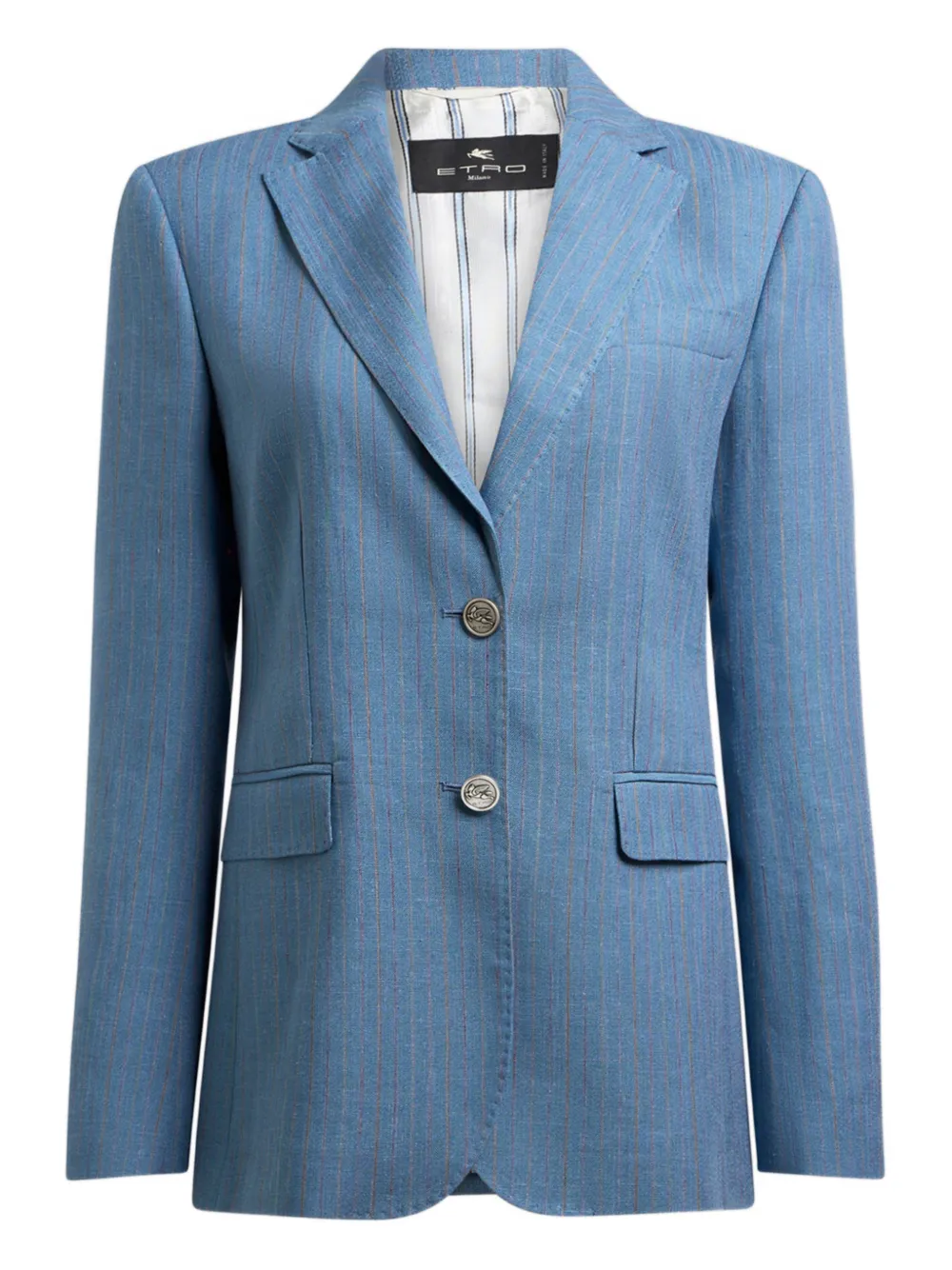 ETRO Pegaso-buttons striped single-breasted blazer - Blu