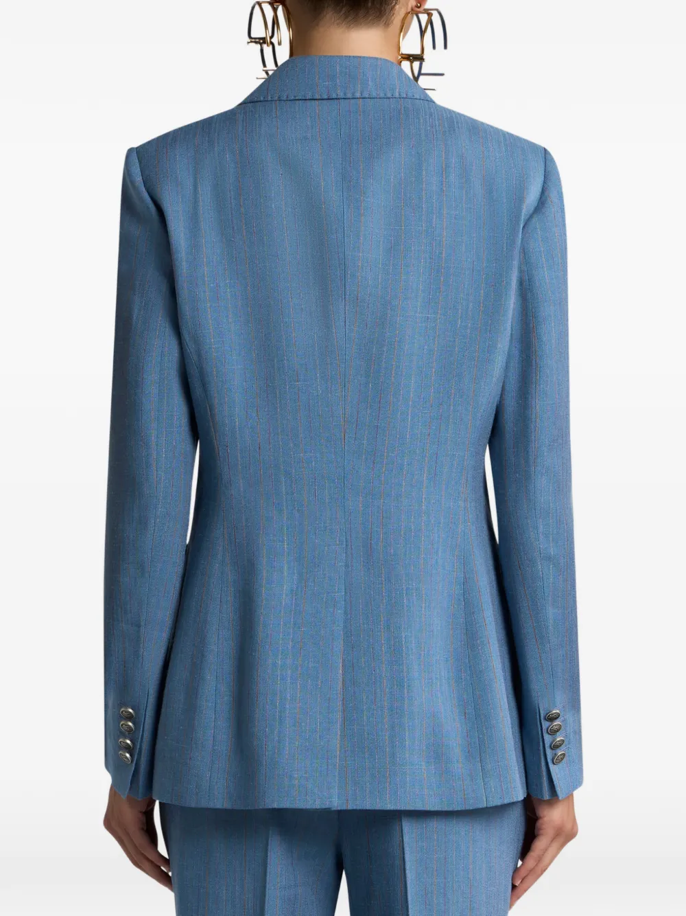 ETRO Gestreepte blazer met enkele rij Pegaso knopen Blauw