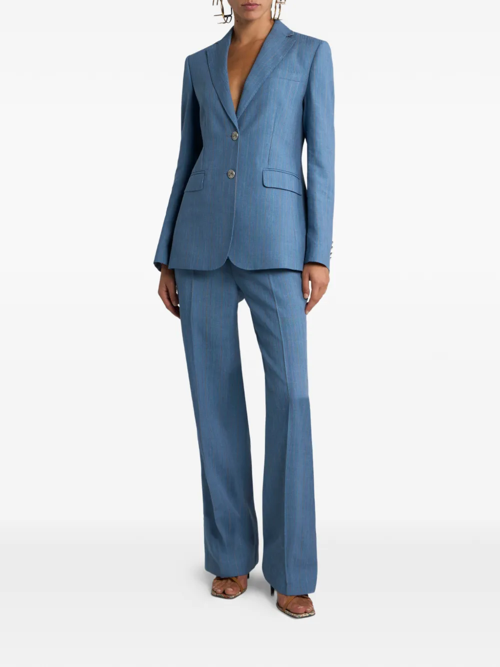 ETRO Gestreepte blazer met enkele rij Pegaso knopen Blauw