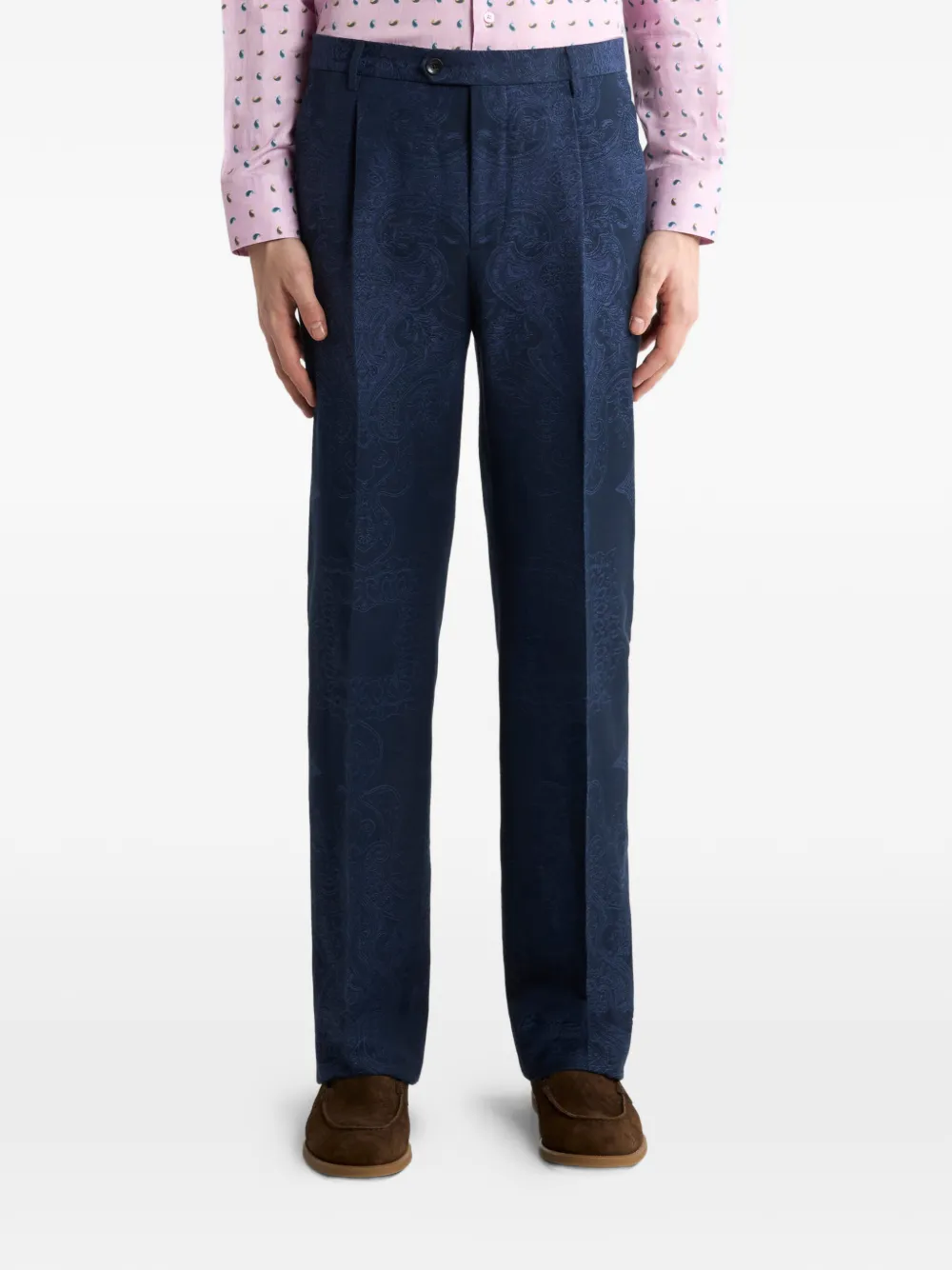 ETRO Broek met paisley-jacquard Blauw