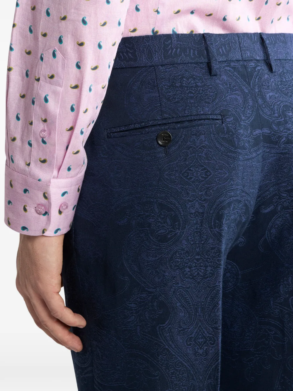 ETRO Broek met paisley-jacquard Blauw