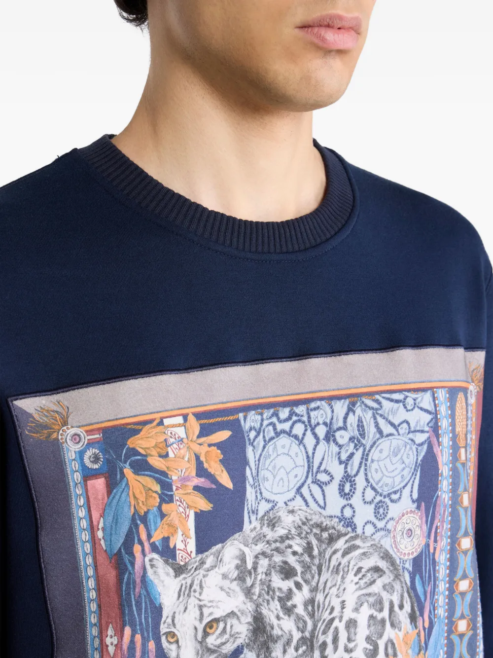 ETRO Sweater met luipaardprint Blauw