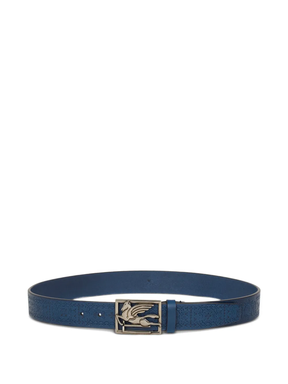 ETRO etched-embellishment Pegaso-buckle leather belt - Blu