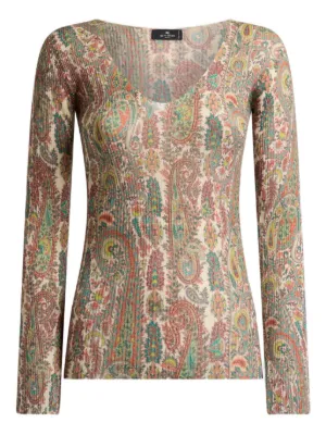 ETRO ペイズリーVネックセーター | ホワイト | FARFETCH JP
