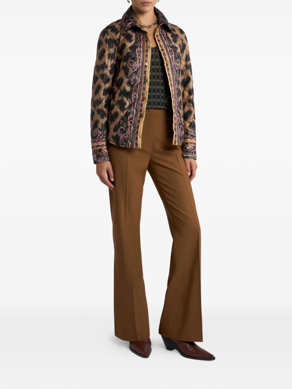 ETRO Top met V-hals en bloemenprint Zwart