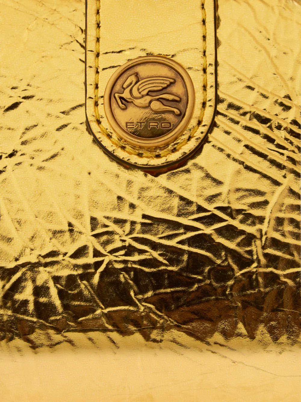 Etro Laminated Leather Wallet In Gold