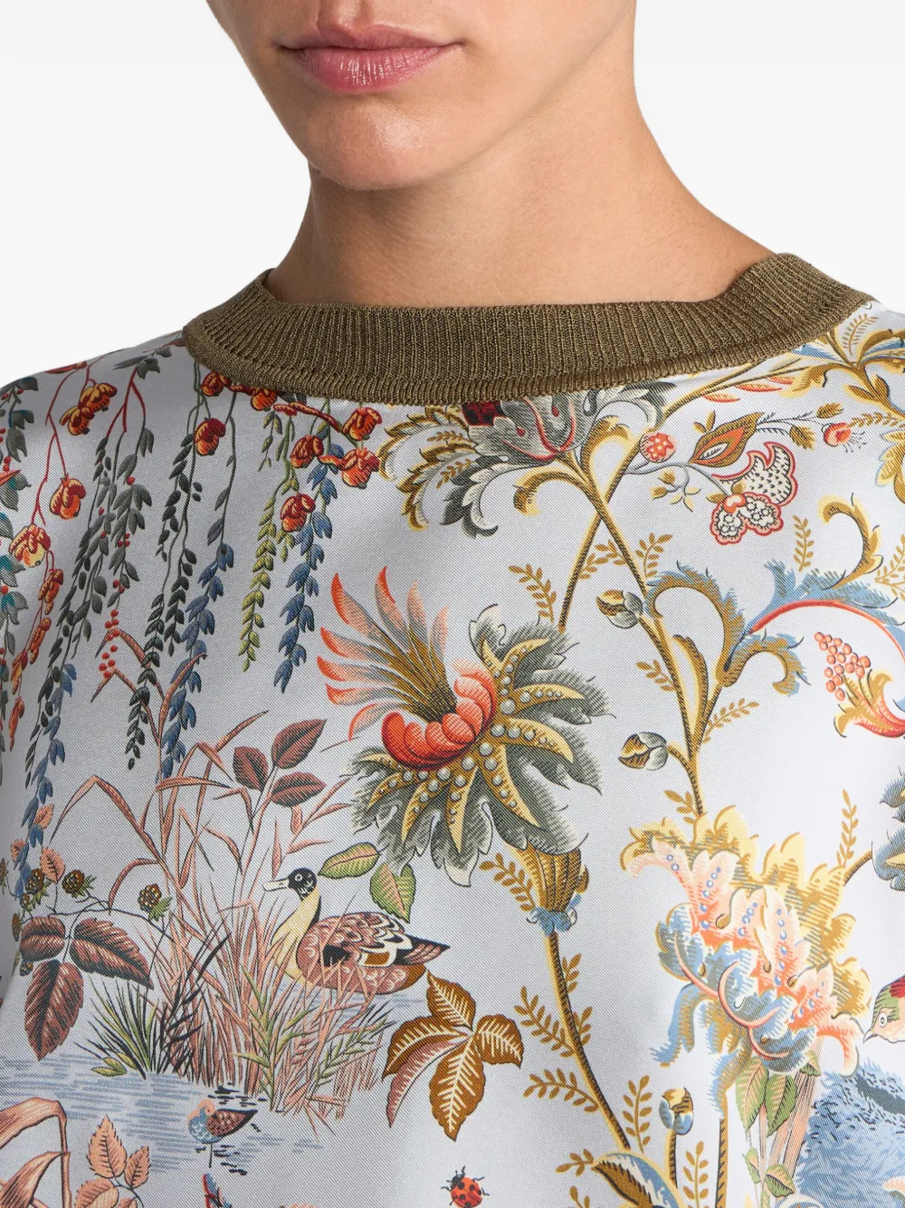 ETRO Gebreide top met bloemenprint Bruin