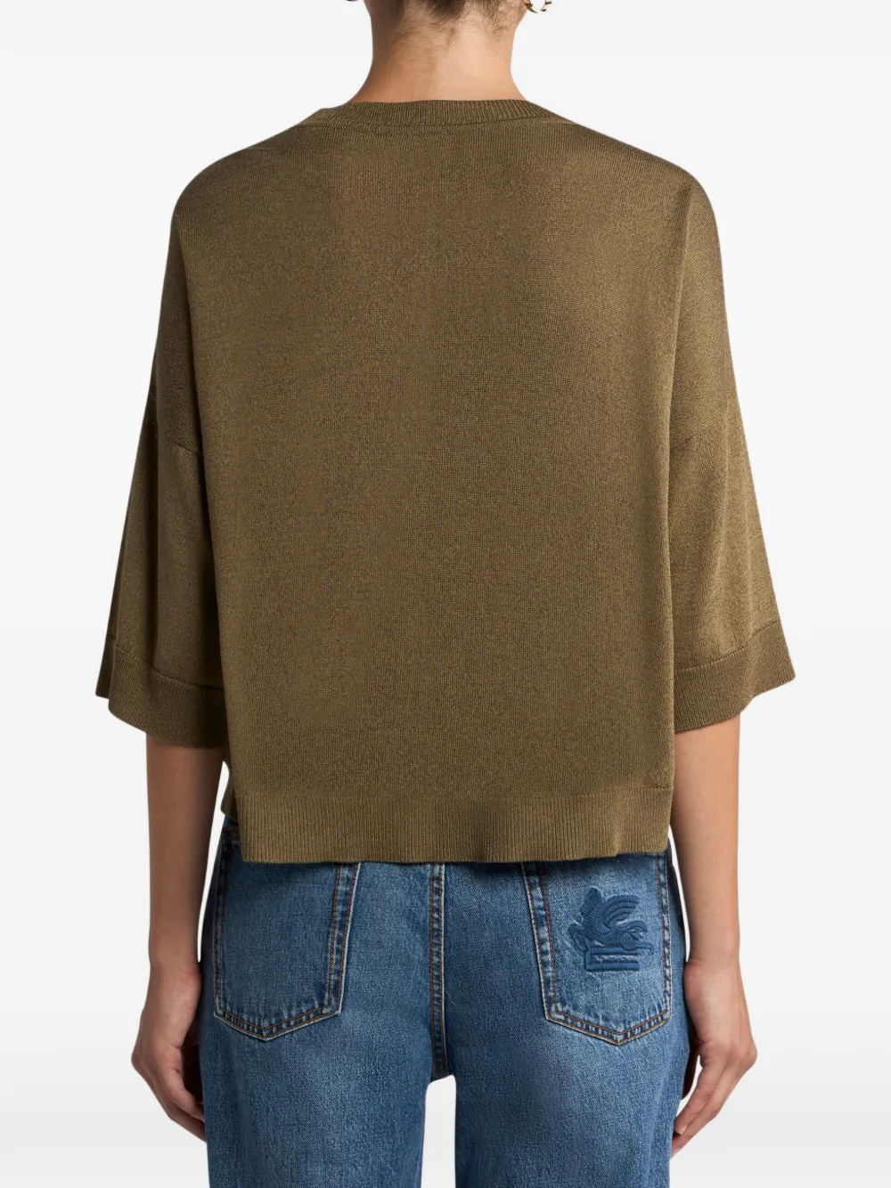 ETRO Gebreide top met bloemenprint Bruin