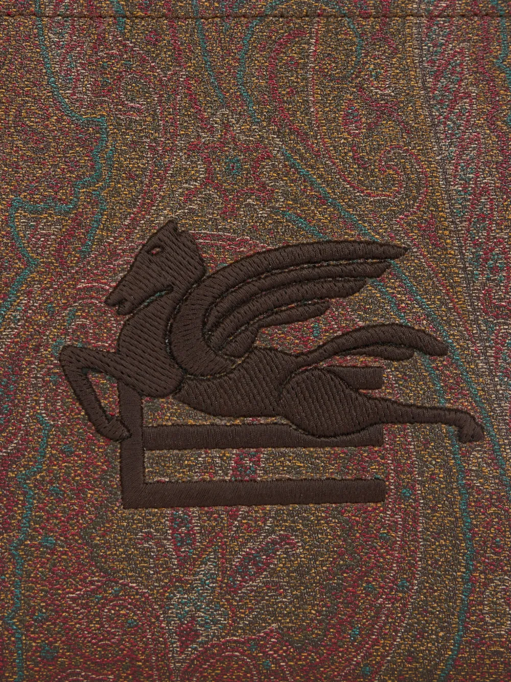 ETRO Arnica Pegaso-embroidered clutch bag Bruin