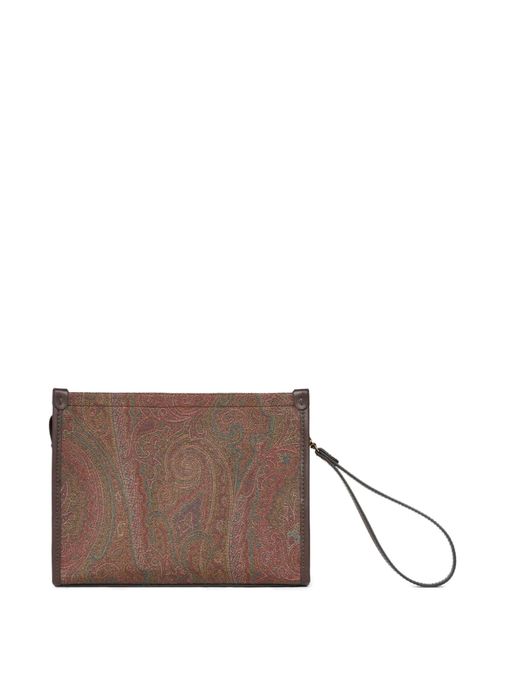 ETRO Arnica Pegaso-embroidered clutch bag - Bruin