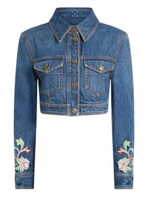 ETRO エンブロイダリー ジップ デニムジャケット | ブルー | FARFETCH JP