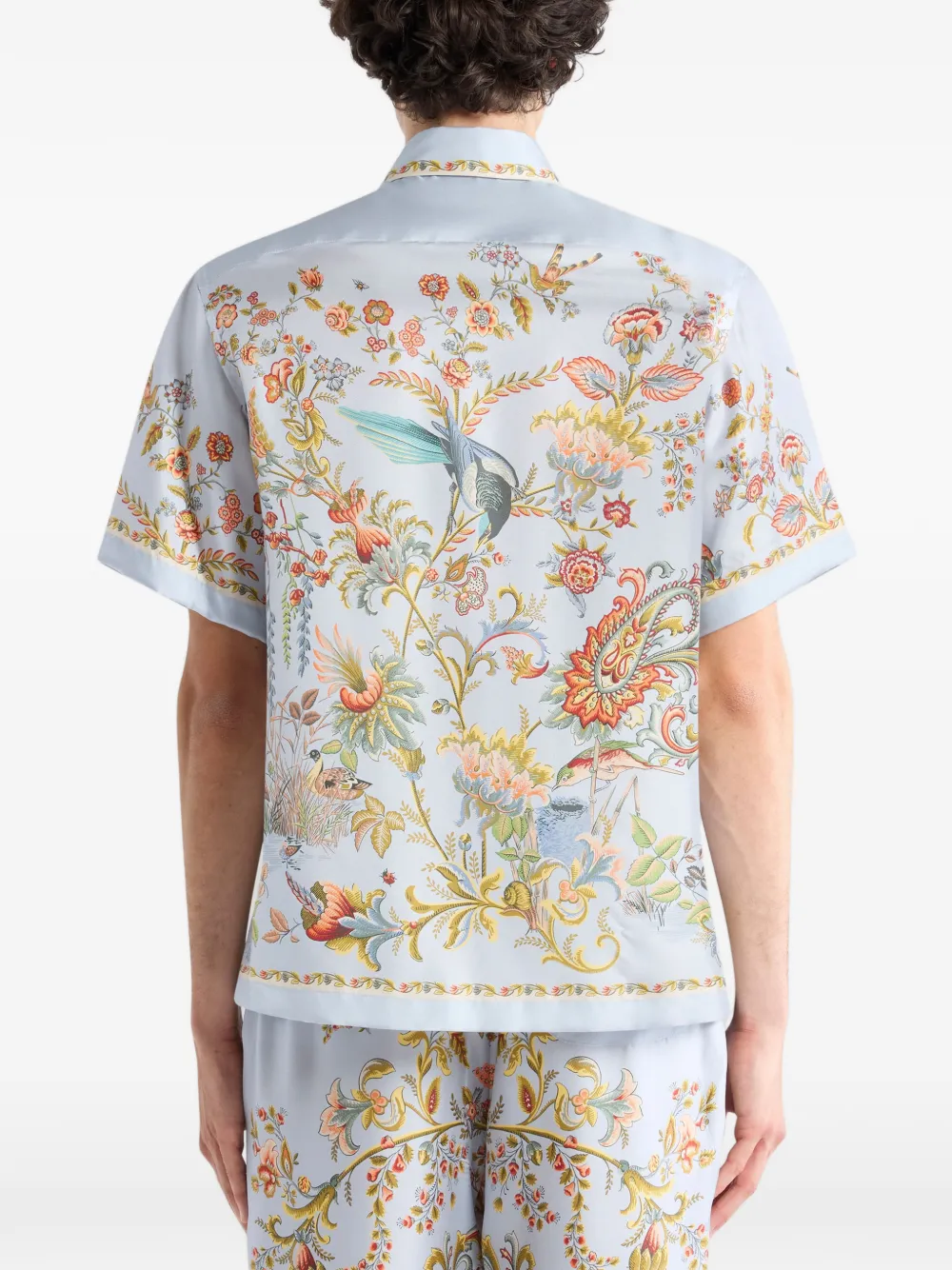 ETRO Zijden overhemd met bloemenprint Blauw