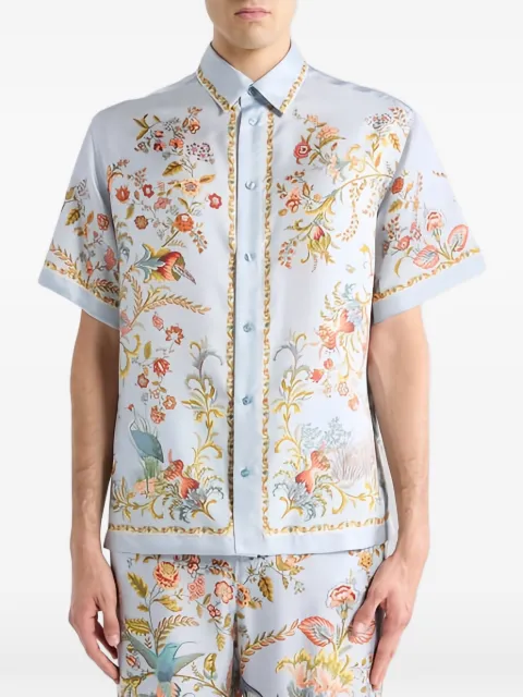 ETRO camisa de seda con estampado Flora Fauna