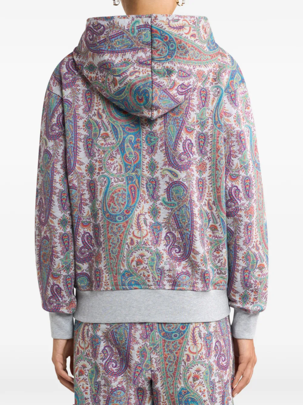 paisley-pattern foliage hooded sweater