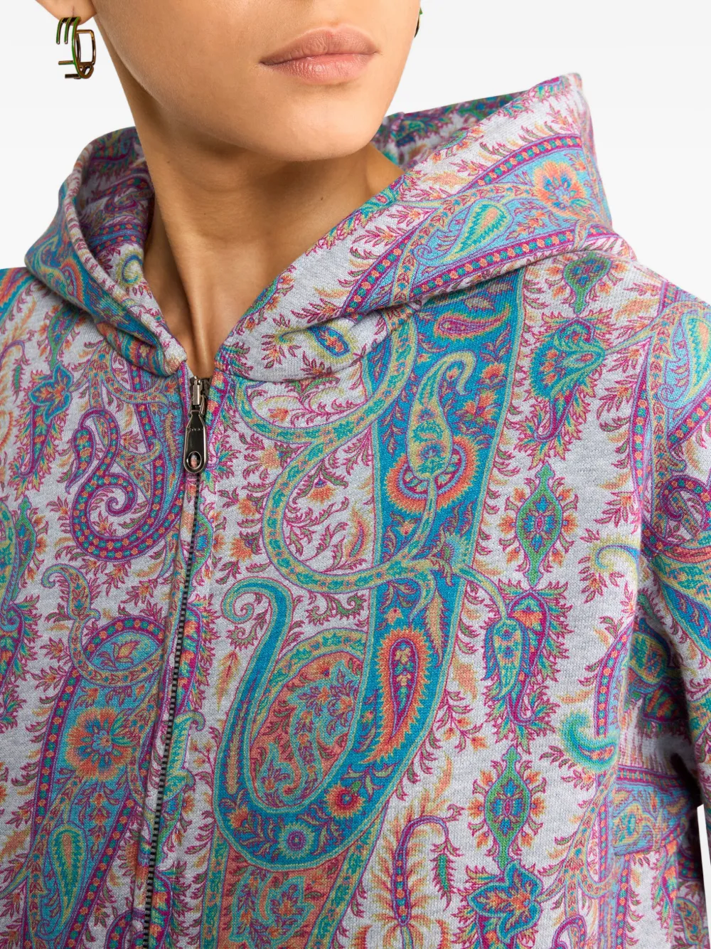 paisley-pattern foliage hooded sweater