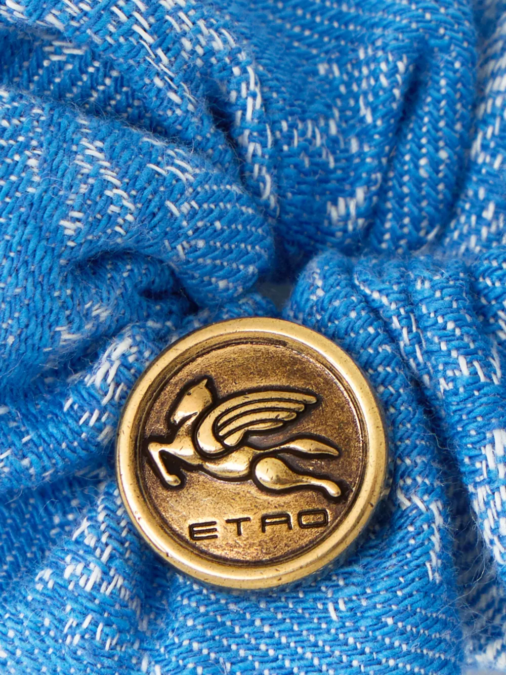 Etro Jacquard Denim Scrunchie In Blue