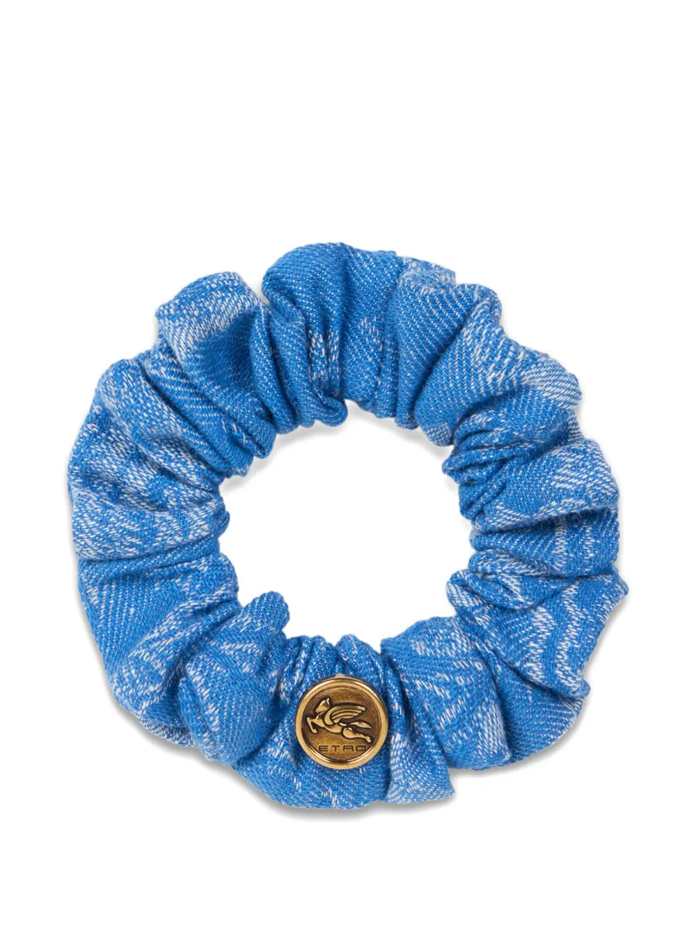 Etro Jacquard Denim Scrunchie In Blue