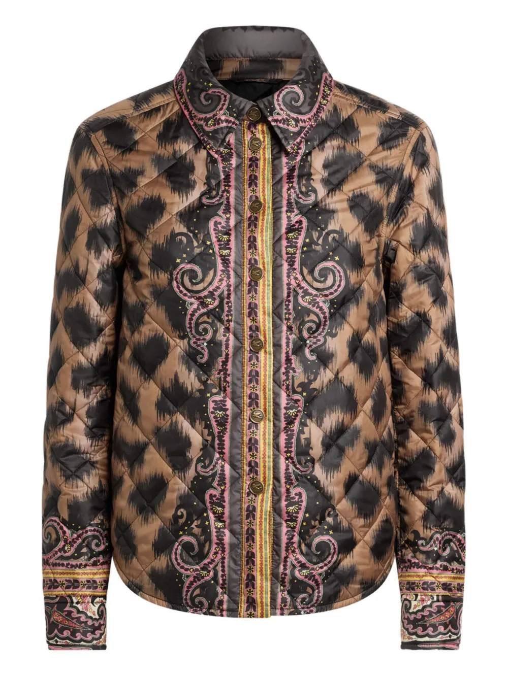 ETRO animal-print quilted overshirt - Brown