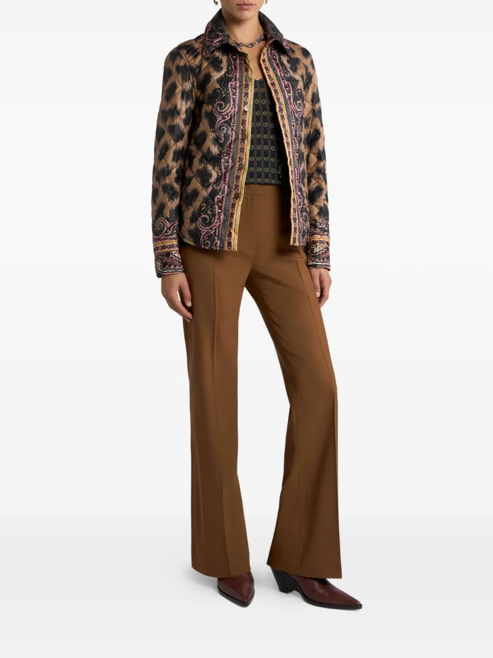 ETRO Gewatteerd shirtjack met dierenprint Bruin