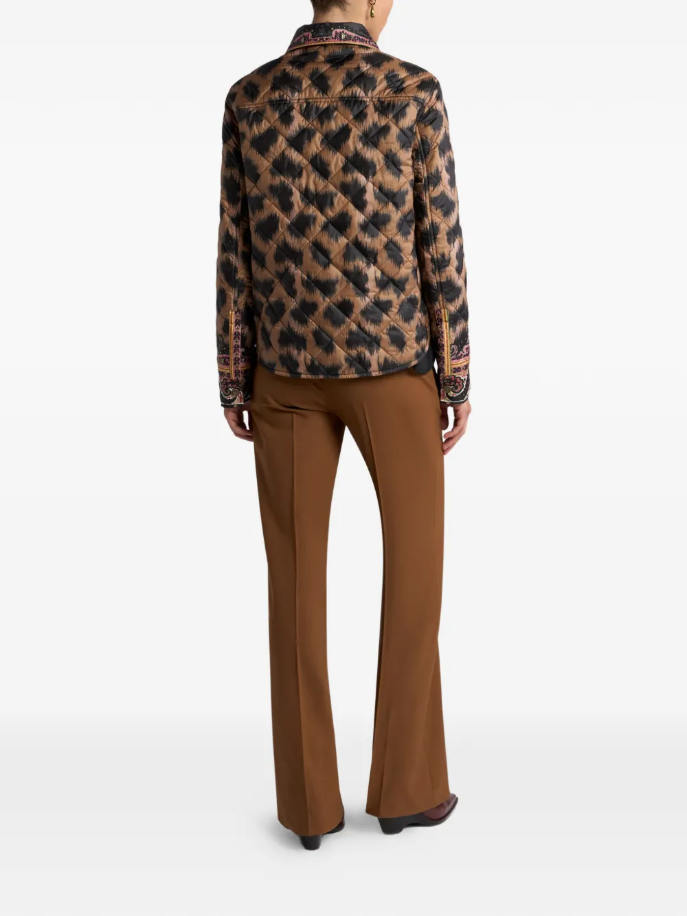 ETRO Gewatteerd shirtjack met dierenprint Bruin