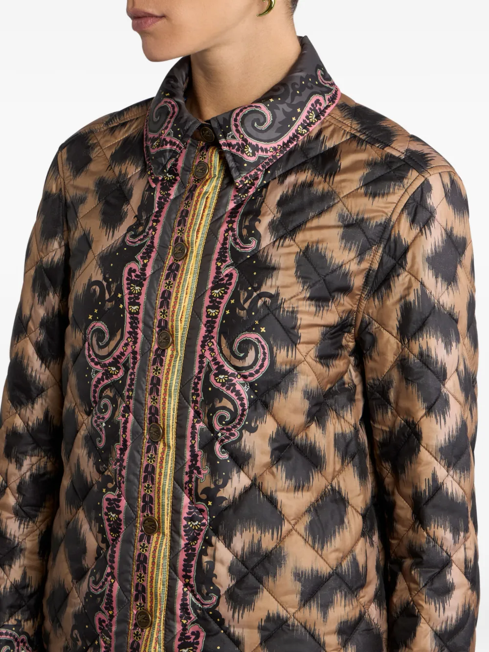 ETRO Gewatteerd shirtjack met dierenprint Bruin