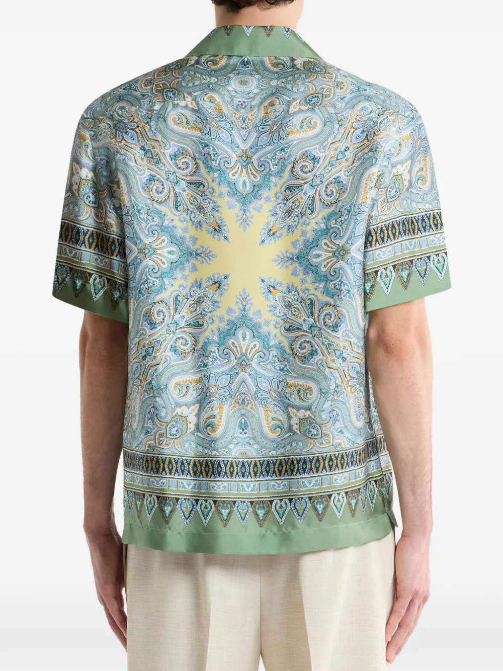 ETRO Zijden bowlingshirt met paisley-print Blauw
