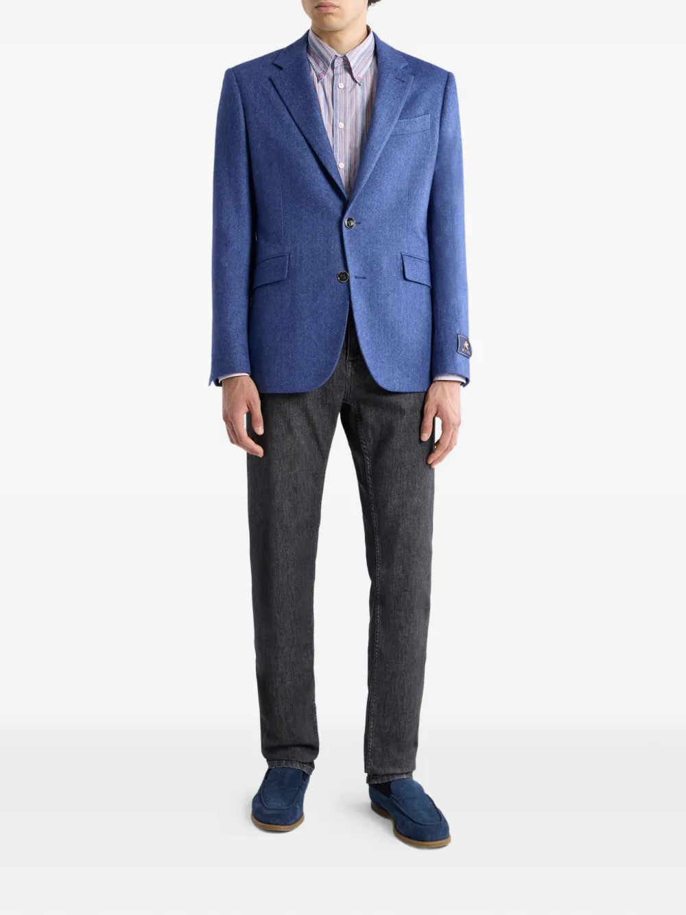 ETRO striped Pegaso-embroidered shirt - Blauw