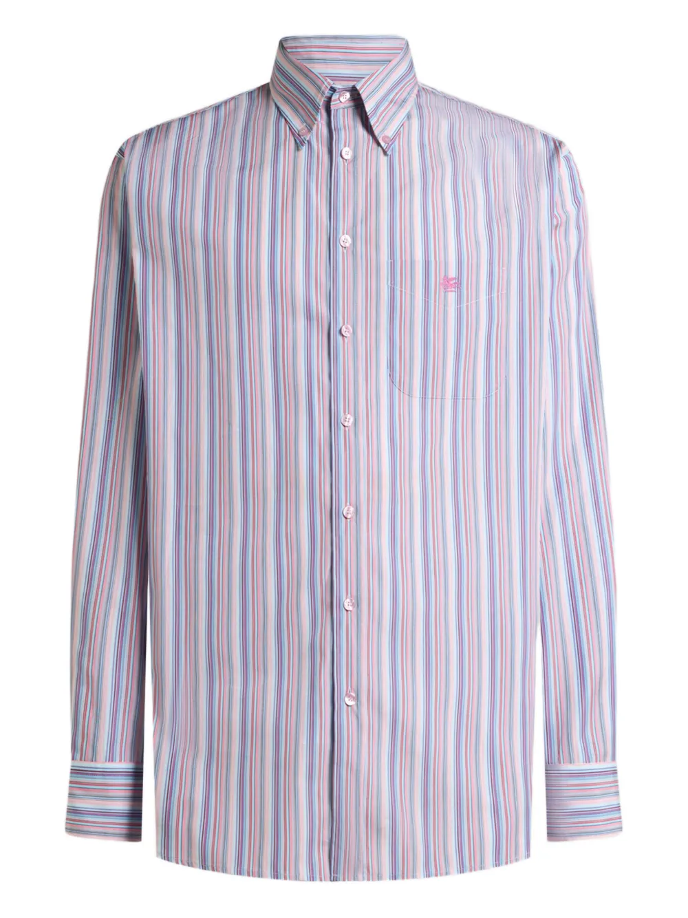 ETRO striped Pegaso-embroidered shirt - Blue