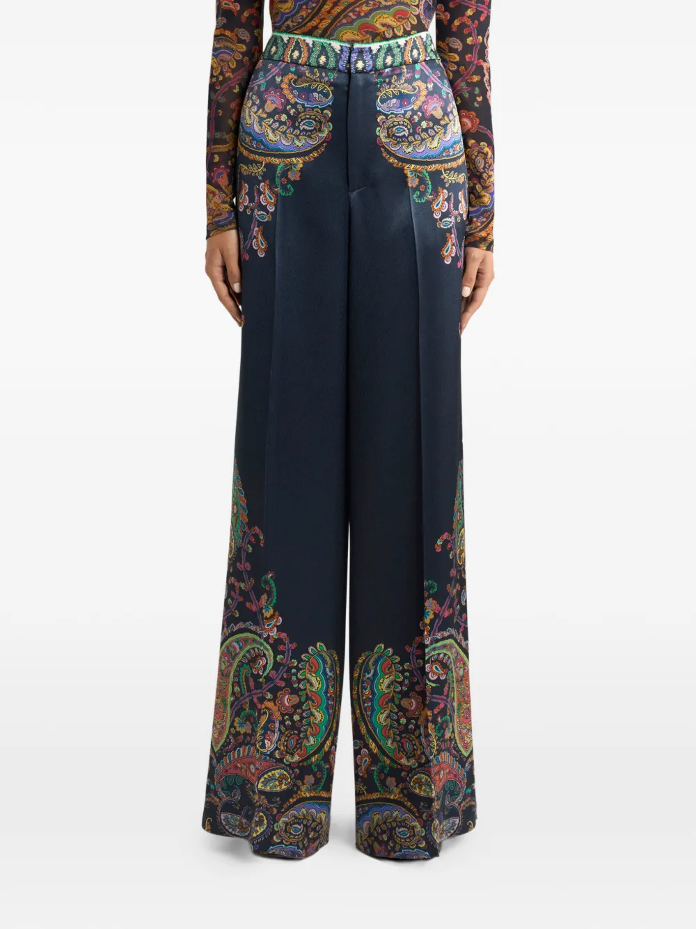 ETRO Broek met wijde pijpen Blauw