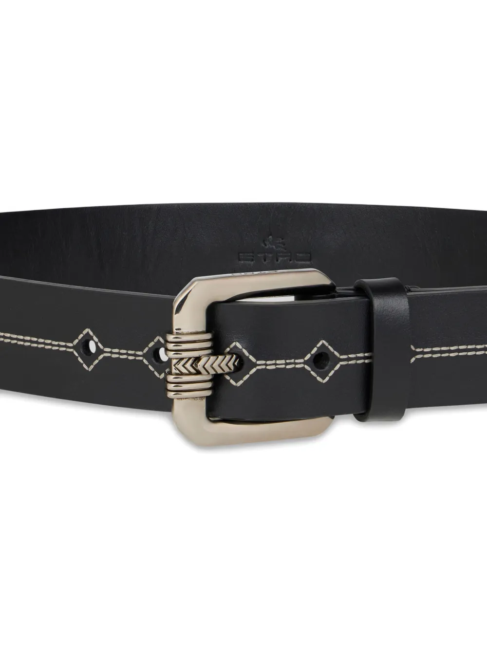 ETRO embroidery leather belt - Zwart