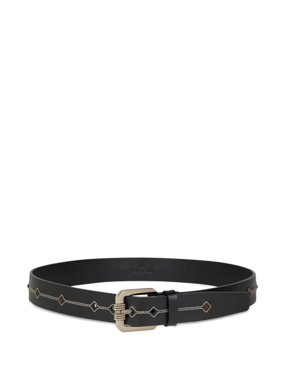 ETRO embroidery leather belt - Nero