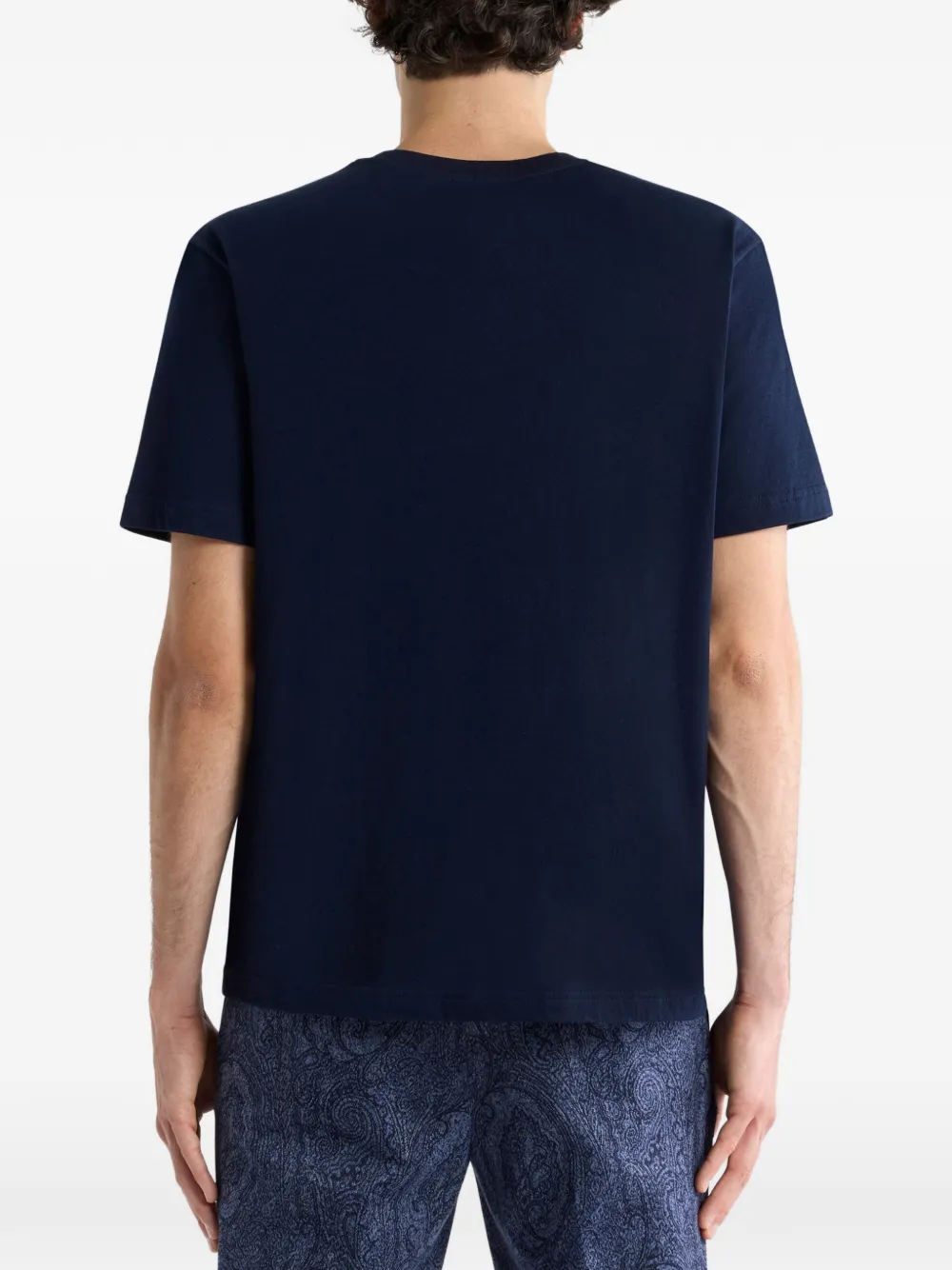 ETRO leopard print embroidery cotton t-shirt Blauw