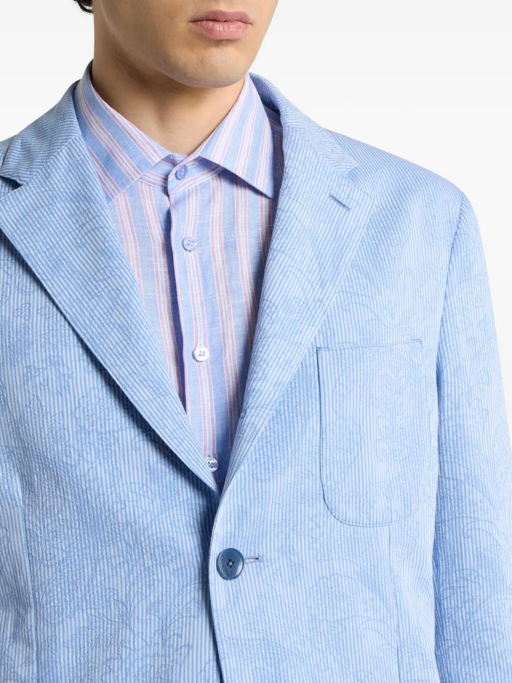 ETRO Gestreept jack met enkele rij knopen Blauw