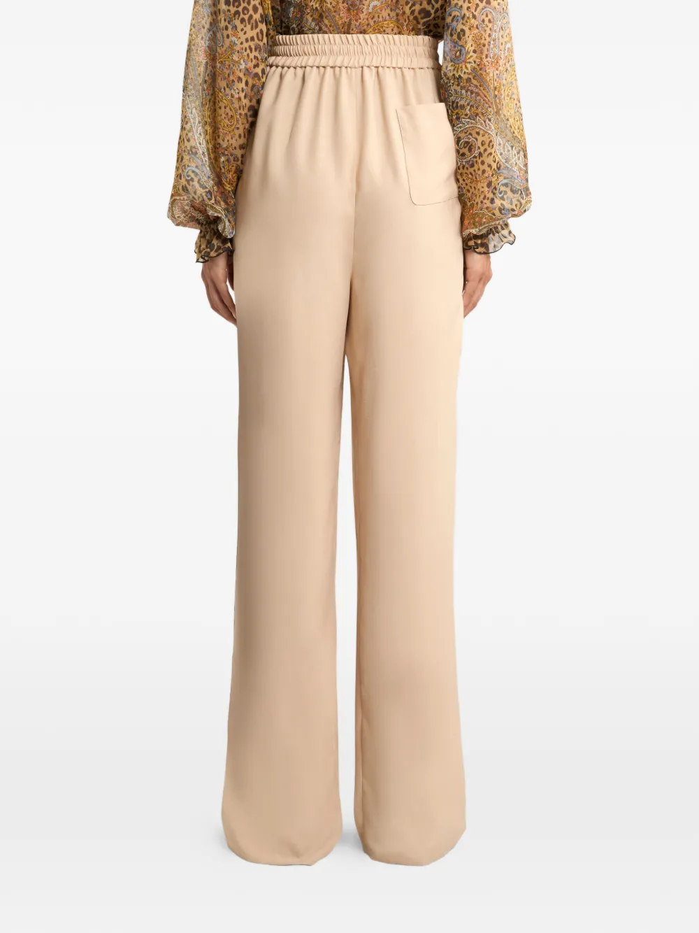 ETRO Broek met wijde pijpen en trekkoord Beige
