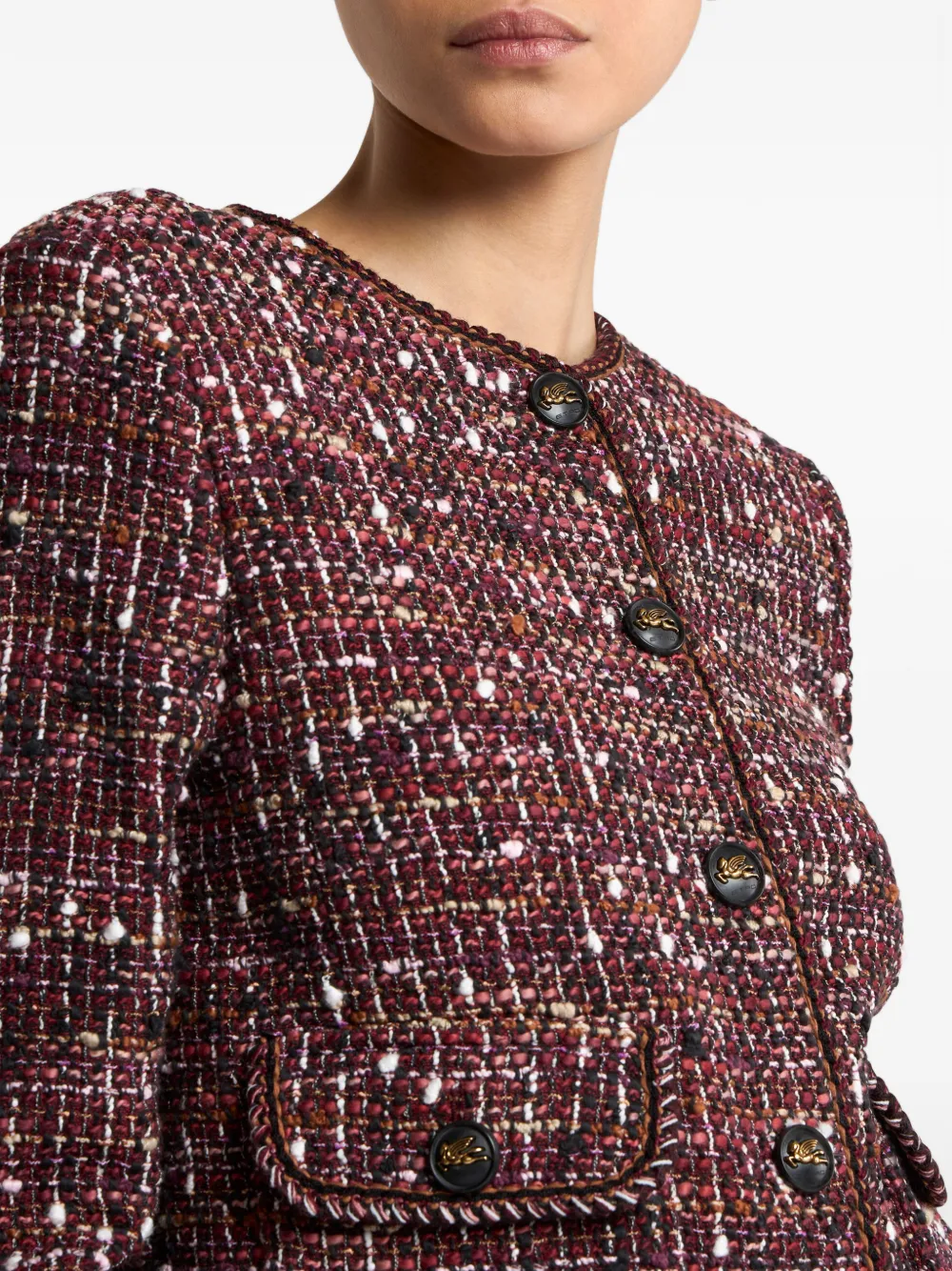 ETRO Katoenen tweed jack Rood