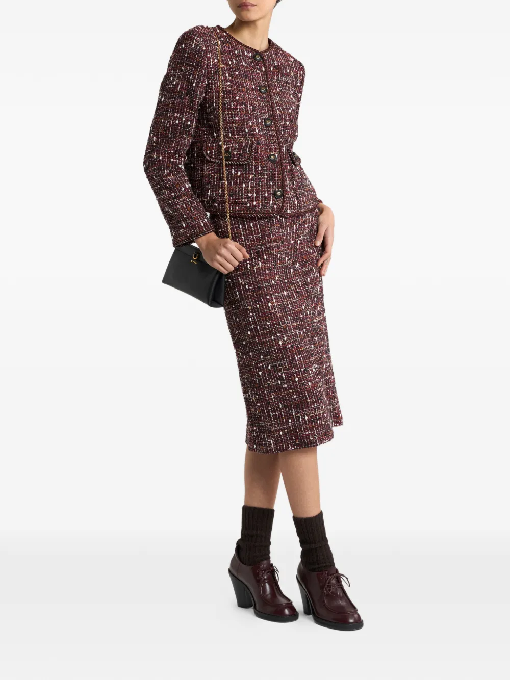ETRO Katoenen tweed jack Rood