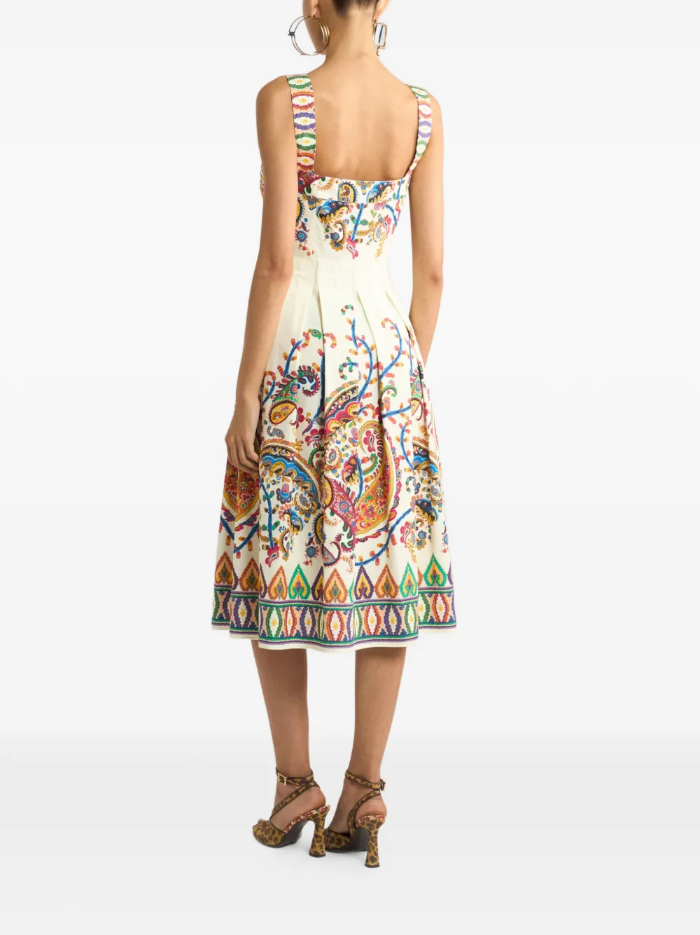 Etro Floral Paisley-print Cotton Midi Dress In Multi