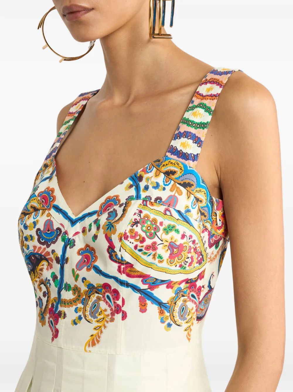 Etro Floral Paisley-print Cotton Midi Dress In Multi
