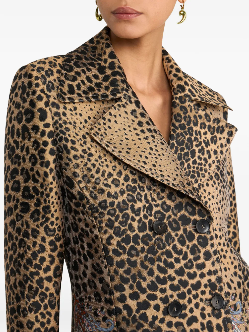 Etro Double-breasted Jacquard Coat In Multi