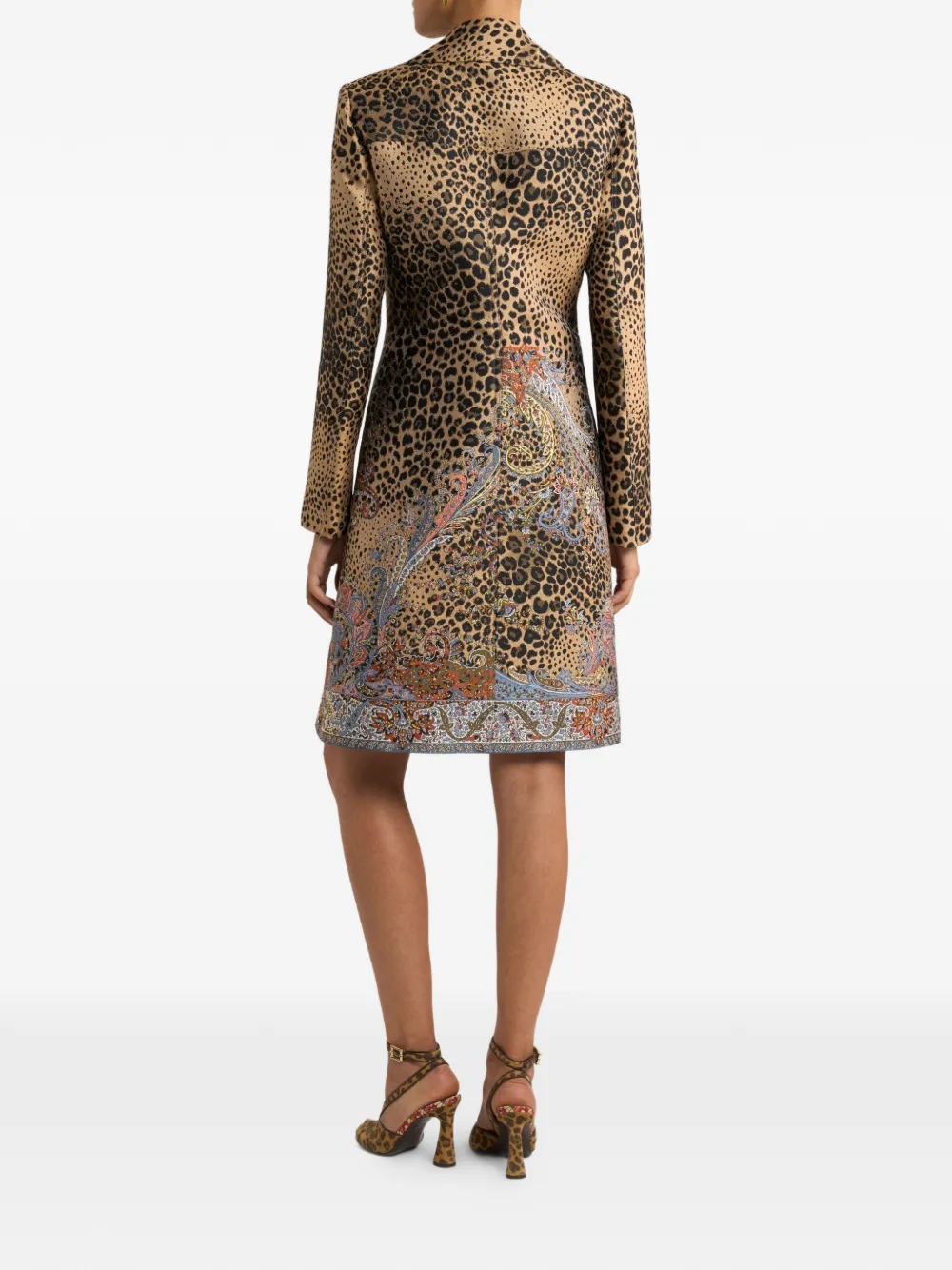 Etro Double-breasted Jacquard Coat In Multi