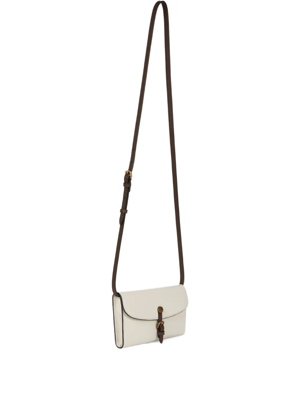 ETRO Tweekleurige leren Pony portemonnee met schouderband Beige
