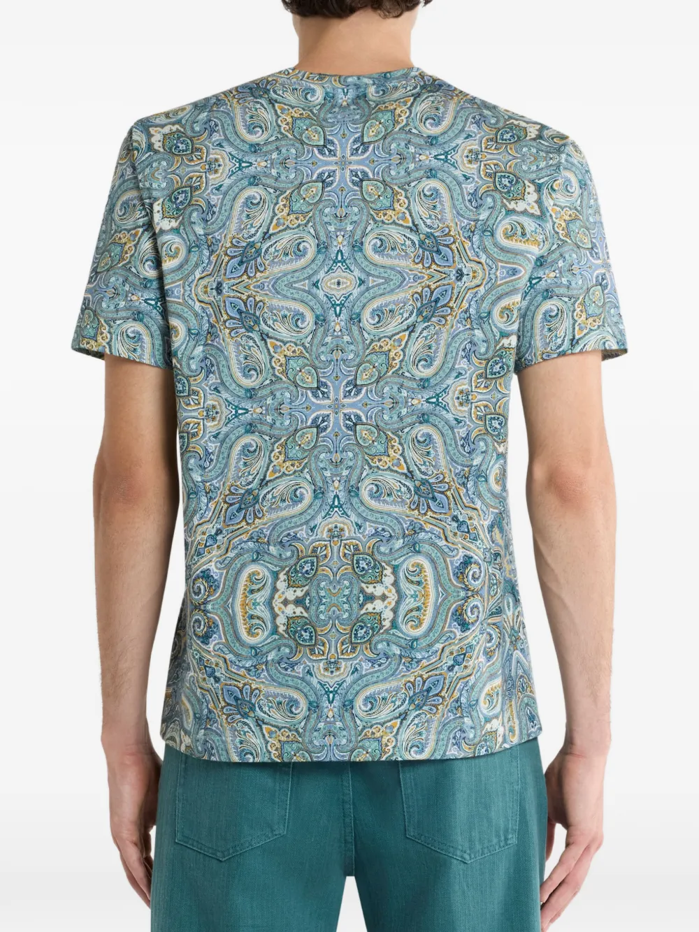 ETRO T-shirt met paisley-print Blauw