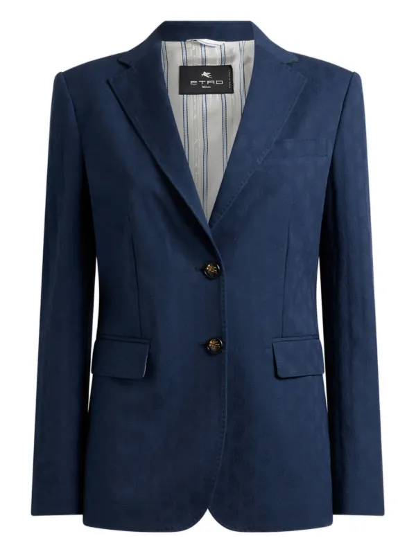 Etro Jacquard Single-breasted Blazer in Blue